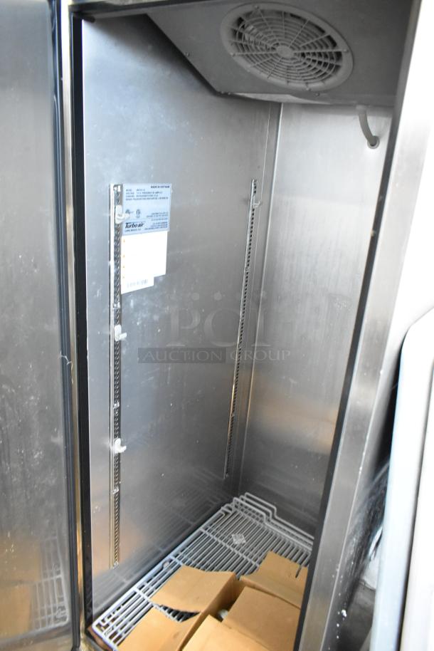 BRAND NEW SCRATCH AND DENT! Turbo Air M3F19-1-N Stainless Steel Commercial Single Door Reach In Freezer w/ Poly Coated Racks and Commercial Casters. 115 Volts, 1 Phase. - Image 4 of 6