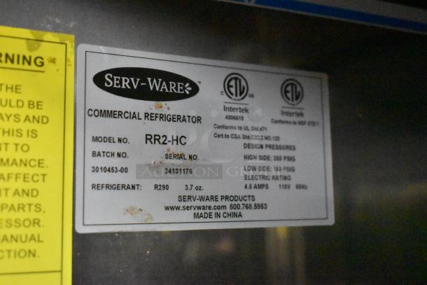 Serv-Ware RR2-HC Stainless Steel Commercial 2 Door Reach In Cooler w/ Poly Coated Racks. 115 Volts, 1 Phase. - Image 8 of 8