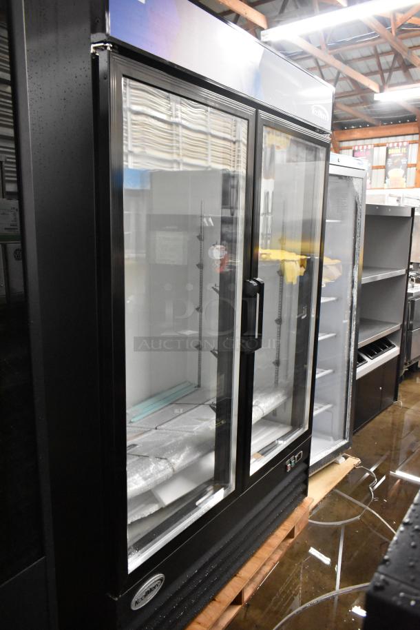 BRAND NEW SCRATCH AND DENT! 2024 KoolMore MDR-2GD-45C Metal Commercial 2 Door Reach in Cooler Merchandiser w/ Poly Coated Racks. 115 Volts, 1 Phase. - Image 2 of 7