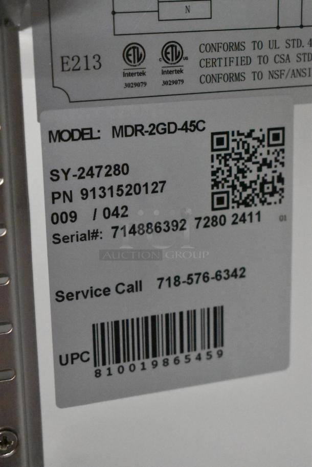BRAND NEW SCRATCH AND DENT! 2024 KoolMore MDR-2GD-45C Metal Commercial 2 Door Reach in Cooler Merchandiser w/ Poly Coated Racks. 115 Volts, 1 Phase. - Image 7 of 7