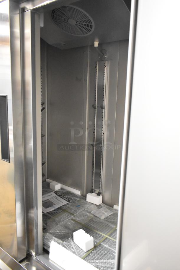 BRAND NEW SCRATCH AND DENT! 2025 KoolMore RIR-2D-SS Stainless Steel Commercial 2 Door Reach in Cooler w/ Poly Coated Racks. 115 Volts, 1 Phase. - Image 4 of 7