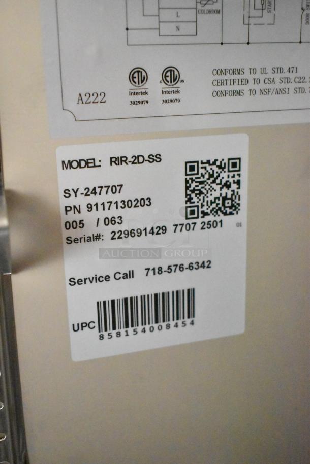BRAND NEW SCRATCH AND DENT! 2025 KoolMore RIR-2D-SS Stainless Steel Commercial 2 Door Reach in Cooler w/ Poly Coated Racks. 115 Volts, 1 Phase. - Image 7 of 7