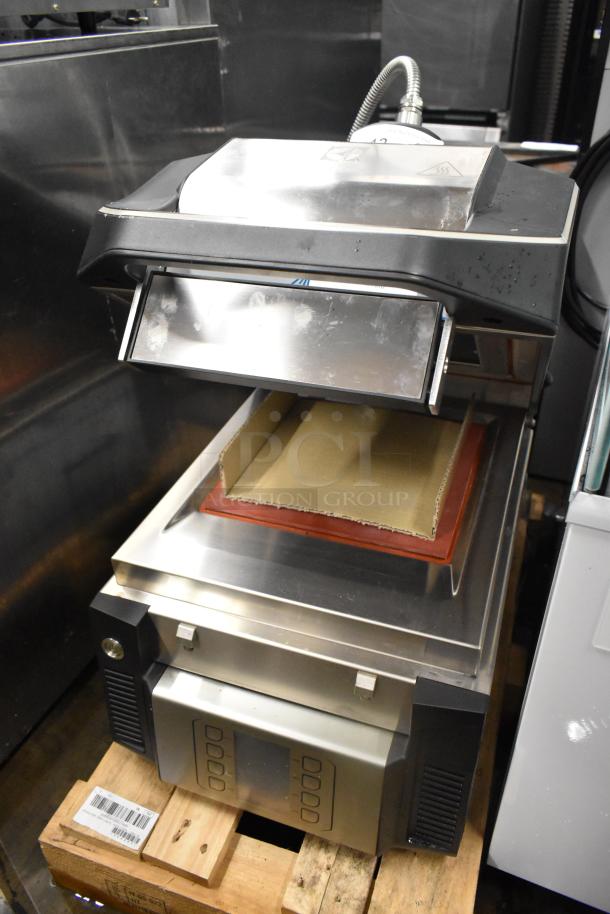 2018 Electrolux HSPP3RPRS stainless steel commercial panini press, 208V, in good condition on wooden pallet.