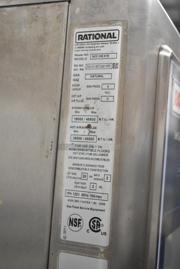 Rational SCC WE 61G Stainless Steel Commercial Countertop Natural Gas Powered SelfCookingCenter Combi Convection Oven. Door Does Not Stay Shut. - Image 10 of 10