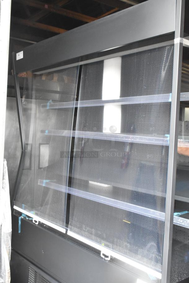 BRAND NEW SCRATCH AND DENT! Avantco 193VOA60B Metal Commercial 59 1/8" Black Extra Deep Vertical Open Air Merchandiser with LED Lighting - 115 Volts, 1 Phase. - Image 4 of 5