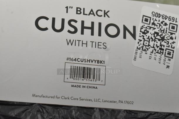 Lancaster Table & Seating 1" Peppery Black cushion with ties, label #164CUSHVYBK1, new condition, made in China.