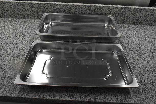 6 BRAND NEW SCRATCH AND DENT! Stainless Steel Drop In Chafer Bins w/ 6 Lids and Box of 6 Folding Chafer Frames. 6 Times Your Bid! - Image 2 of 10