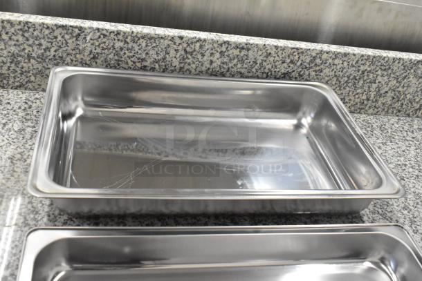 6 BRAND NEW SCRATCH AND DENT! Stainless Steel Drop In Chafer Bins w/ 6 Lids and Box of 6 Folding Chafer Frames. 6 Times Your Bid! - Image 5 of 10