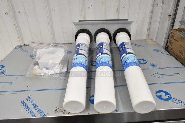 BRAND NEW SCRATCH AND DENT! OceanLoch L3 Triple Water Filtration System with Oceanloch-L3 Cartridges and Outlet Pressure Gauge - 1 Micron Rating and 5 GPM - Image 1 of 7