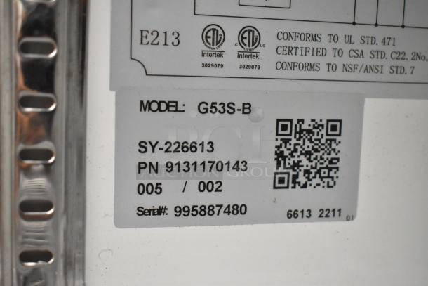 BRAND NEW SCRATCH AND DENT! 2022 Coldline G53S-B Metal Commercial 2 Door Reach In Cooler Merchandiser w/ Poly Coated Racks on Commercial Casters. 115 Volts, 1 Phase. - Image 9 of 9