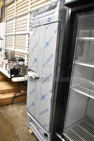 BRAND NEW SCRATCH AND DENT! Beverage Air RB19HC-1S Stainless Steel Commercial Single Door Reach In Cooler w/ Poly Coated Racks. 115 Volts, 1 Phase. - Item #1193810