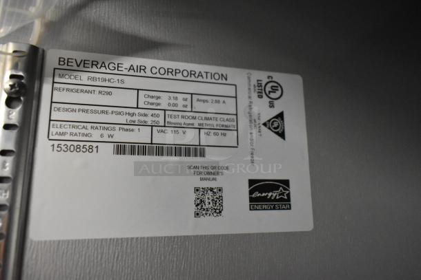 BRAND NEW SCRATCH AND DENT! Beverage Air RB19HC-1S Stainless Steel Commercial Single Door Reach In Cooler w/ Poly Coated Racks. 115 Volts, 1 Phase. - Image 8 of 8