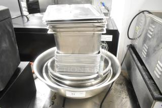 ALL ONE MONEY! Lot of Various Items Including Metal Baking Pans, Stainless Steel Drop In Bins and Metal Bowls. - Item #1193844
