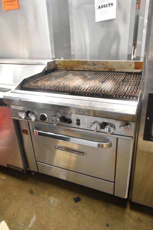 Southbend 436A-3C Stainless Steel Commercial Natural Gas Powered Charbroiler Grill w/ CONVECTION Oven. on Commercial Casters - Image 1 of 10