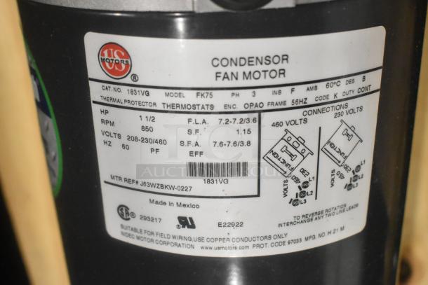 US Motors FK75 Condenser Fan Motor. 208-230/460 Volts. - Image 6 of 6