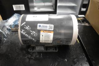 US Motors P63MZAHE-1318 polyphase motor, 200-230/460V, with AEGIS ring, minor wear, installation date 1-30-20 marked.