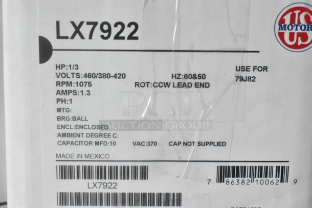 BRAND NEW SCRATCH AND DENT! US Motors LX7922 460/380-420 Volts. - Image 4 of 4