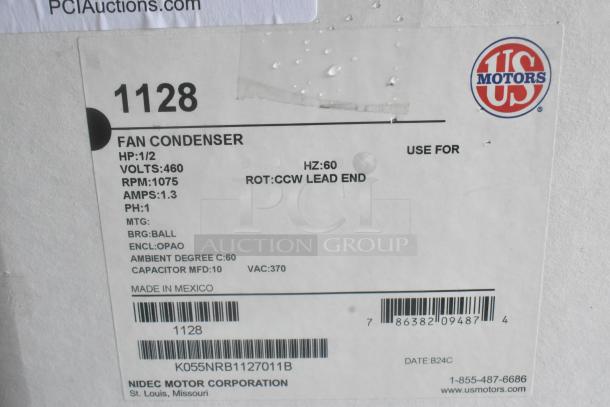 BRAND NEW SCRATCH AND DENT! US Motors 1128 Motor. 460 Volts, 1 Phase. - Image 4 of 4