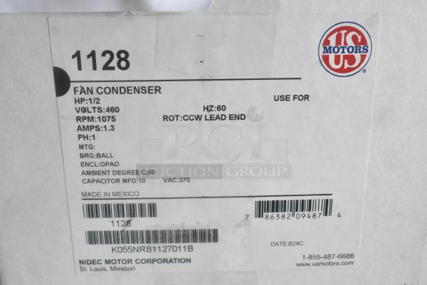 2 BRAND NEW SCRATCH AND DENT! US Motors 1128 Motor. 460 Volts, 1 Phase. 2 Times Your Bid! - Image 4 of 5