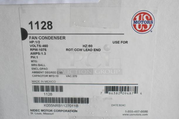 BRAND NEW SCRATCH AND DENT! US Motors 1128 Motor. 460 Volts, 1 Phase. - Image 3 of 3