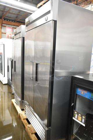 True T-35 Stainless Steel Commercial 2 Door Reach In Cooler w/ Poly Coated Racks. 115 Volts, 1 Phase. - Item #1193933