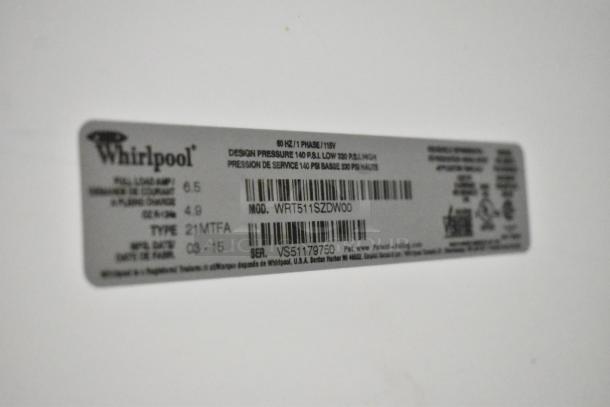 Whirlpool WRT511SZDW00 Cooler w/ Freezer. 115 Volts, 1 Phase. - Image 9 of 11