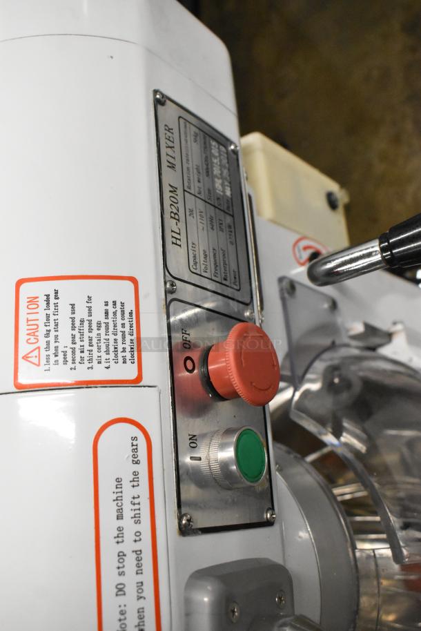 2019 HL-B20M Metal Commercial Countertop 20 Quart Planetary Dough Mixer w/ Mixing Bowl, Bowl Guard, Paddle and Whisk Attachments. 110 Volts, 1 Phase. - Image 7 of 9