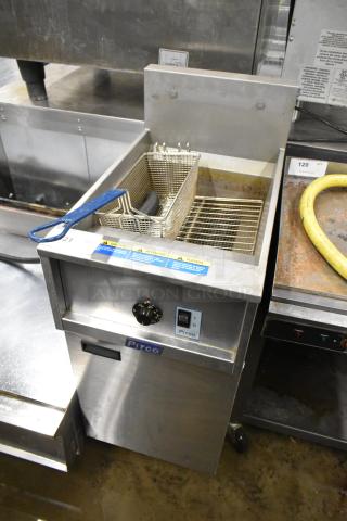 2021 Pitco Frialator E35 Stainless Steel Commercial Floor Style Electric Powered Deep Fat Fryer w/ 1 Metal Fry Basket on Commercial Casters. 208 Volts, 1 Phase. - Item #1193975