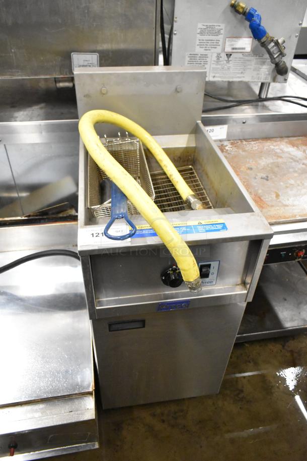 2021 Pitco Frialator E35 Stainless Steel Commercial Floor Style Electric Powered Deep Fat Fryer w/ 1 Metal Fry Basket on Commercial Casters. 208 Volts, 1 Phase. - Image 2 of 11