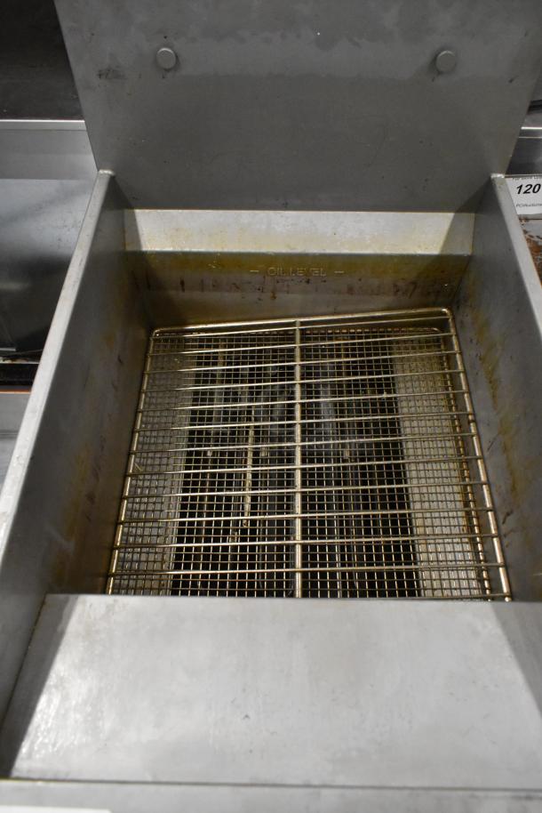 2021 Pitco Frialator E35 Stainless Steel Commercial Floor Style Electric Powered Deep Fat Fryer w/ 1 Metal Fry Basket on Commercial Casters. 208 Volts, 1 Phase. - Image 6 of 11