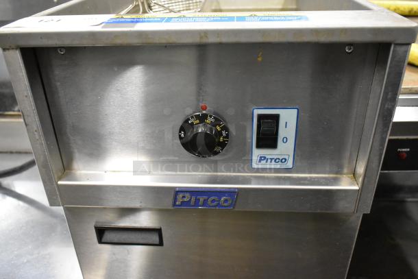 2021 Pitco Frialator E35 Stainless Steel Commercial Floor Style Electric Powered Deep Fat Fryer w/ 1 Metal Fry Basket on Commercial Casters. 208 Volts, 1 Phase. - Image 8 of 11