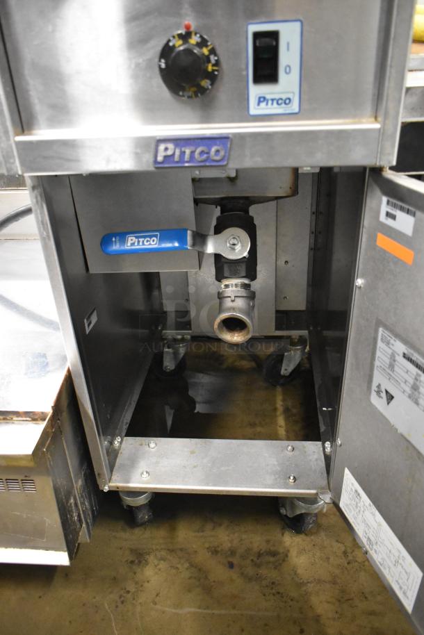 2021 Pitco Frialator E35 Stainless Steel Commercial Floor Style Electric Powered Deep Fat Fryer w/ 1 Metal Fry Basket on Commercial Casters. 208 Volts, 1 Phase. - Image 10 of 11