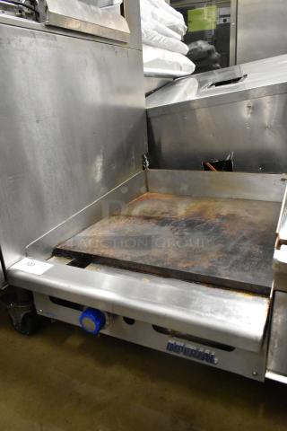 Imperial Stainless Steel Commercial Flat Top Griddle, countertop model, used condition, with visible Imperial branding.
