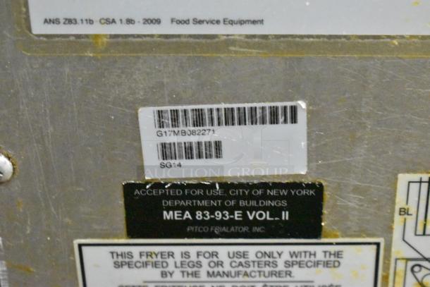 2017 Pitco Frialator SG14 Stainless Steel Commercial Floor Style Natural Gas Powered Deep Fat Fryer on Commercial Casters. 110,000 BTU. - Image 9 of 10