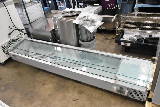 BRAND NEW KoolMore KM-RPPS-SCDC-79 metal condiment prep station, scratch and dent, glass top, 115V, 1 phase, commercial use.