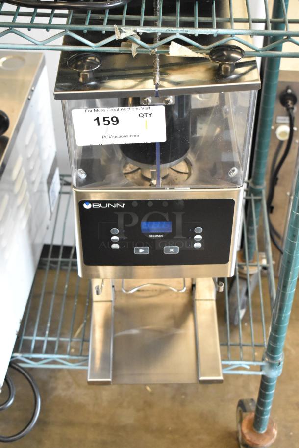 BRAND NEW SCRATCH AND DENT! 2024 Bunn FPG-2 DBC Stainless Steel Commercial Countertop French Press Coffee Grinder with 6 lb. Double Hopper. 120 Volts, 1 Phase. - Image 1 of 8