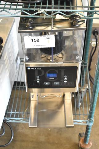 BRAND NEW SCRATCH AND DENT! 2024 Bunn FPG-2 DBC Stainless Steel Commercial Countertop French Press Coffee Grinder with 6 lb. Double Hopper. 120 Volts, 1 Phase. - Item #1194014