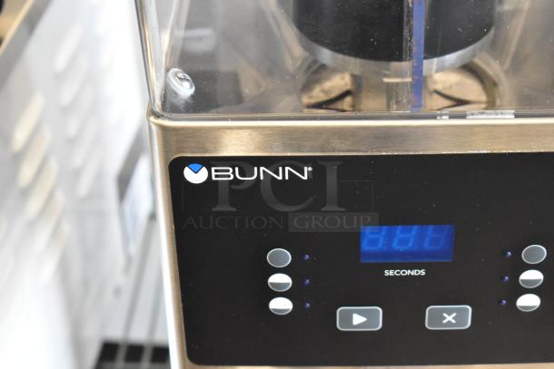 BRAND NEW SCRATCH AND DENT! 2024 Bunn FPG-2 DBC Stainless Steel Commercial Countertop French Press Coffee Grinder with 6 lb. Double Hopper. 120 Volts, 1 Phase. - Image 2 of 8