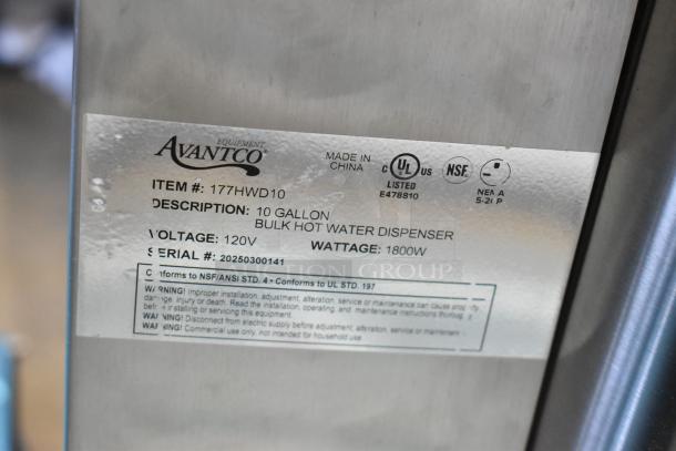 BRAND NEW SCRATCH AND DENT! 2025 Avantco 177HWD10 Stainless Steel 10 Gallon Bulk Hot Water Dispenser. 120 Volts, 1 Phase. - Image 8 of 8