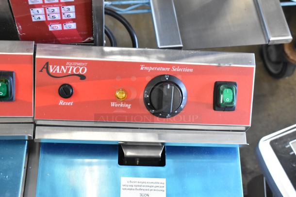 BRAND NEW SCRATCH AND DENT! 2024 Avantco 177F202  30 lb. Dual Tank Medium-Duty Electric Countertop Fryer w/ 2 Metal Fry Baskets and 2 Lids. 208-240 Volts, 1 Phase. - Image 4 of 9