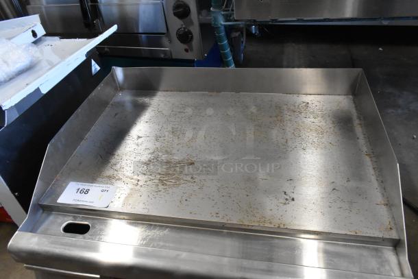 Avantco 177EG24N stainless steel 24" electric griddle, new with scratches, 208/240V, 1 phase, auction tag visible.
