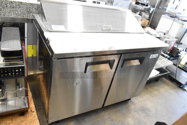 BRAND NEW SCRATCH AND DENT! 2024 Avantco 178APT48HC Stainless Steel Commercial Sandwich Salad Prep Table Bain Marie Mega Top on Commercial Casters. 115 Volts, 1 Phase. - Image 1 of 10