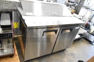 BRAND NEW SCRATCH AND DENT! 2024 Avantco 178APT48HC Stainless Steel Commercial Sandwich Salad Prep Table Bain Marie Mega Top on Commercial Casters. 115 Volts, 1 Phase. Tested and Does Not Power On - Item #1194028