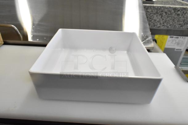 BRAND NEW SCRATCH AND DENT! Box of 6 Tablecraft M4004WH Contemporary Melamine Collection 4 Qt. White Straight Sided Bowl - 10" x 10" x 3" - Image 1 of 7