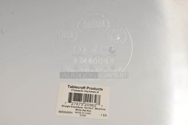 BRAND NEW SCRATCH AND DENT! Box of 6 Tablecraft M4004WH Contemporary Melamine Collection 4 Qt. White Straight Sided Bowl - 10" x 10" x 3" - Image 6 of 7