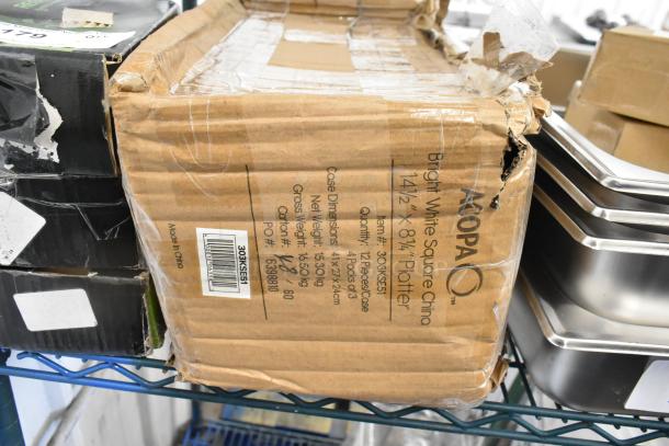 4 BRAND NEW SCRATCH AND DENT! Items Including 17616STPEBAM Choice 16 oz. Amber Plastic Pebbled Tumbler - 12/Pack, 2 407PZWRIM06 Choice 6" Aluminum Wide Rim Pizza Pan, 303KSE51 Acopa 14 1/2" x 8 1/4" Bright White Rectangular Porcelain Platter - 12/Case. 4 Times Your Bid! - Image 7 of 8