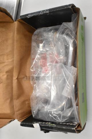 Box containing 3 new Regency 600PRA Pre-Rinse Add-On Faucet Bases, labeled "Scratch and Dent," packaged in plastic.