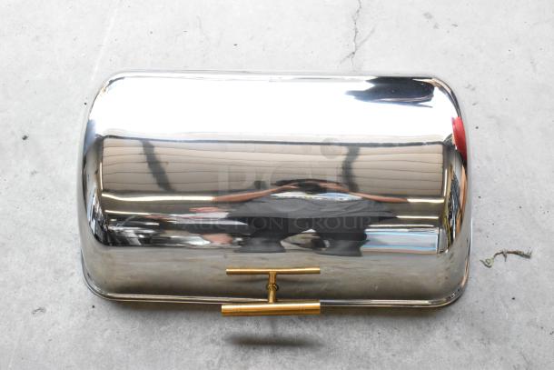 4 BRAND NEW SCRATCH AND DENT! 922EC15LD Acopa 8 Qt. Supreme Full Size Roll Top Gold Trim Chafer Cover. 4 Times Your Bid! - Image 1 of 6