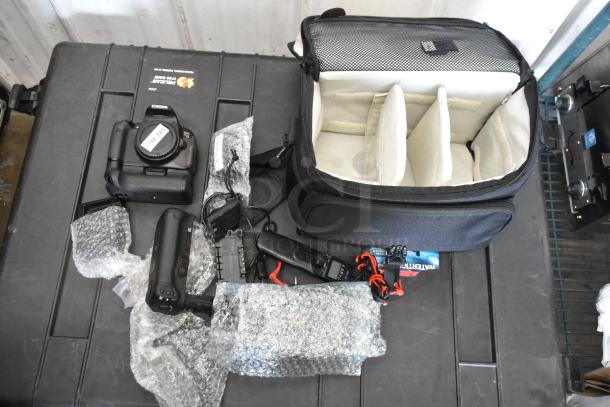 Hard Black Case w/ Contents Including Canon Camera Body, Wires - Image 2 of 14