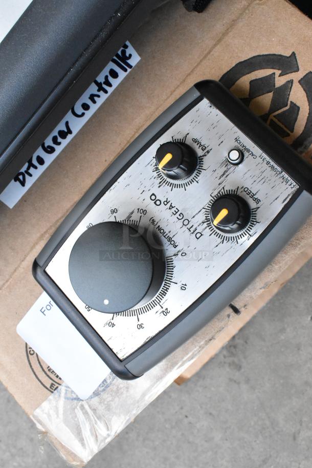 Ditogear TRI-B-210 Motion Control Slider, control unit shown with adjustment knobs and position dial, clean condition.